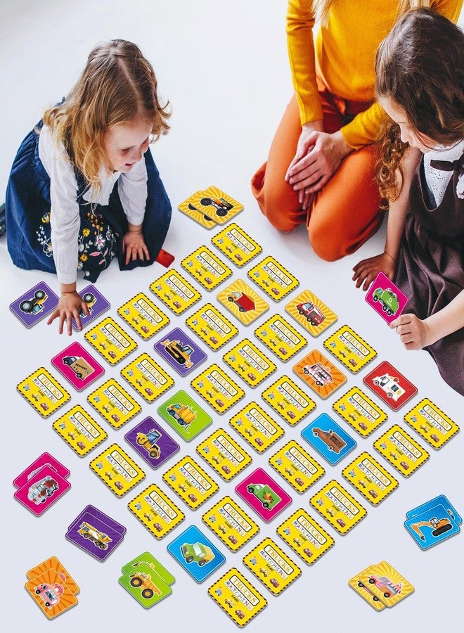gisgfim 50 Pairs Memory Matching Game Trucks Concentration Memory Card Games for Kids Preschool Educational Ages 3-8 A Fun & Fast Vehicle Theme Matching Games - Image 5